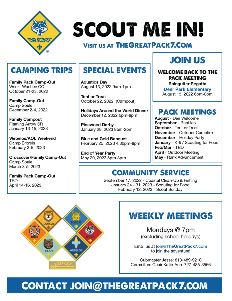 Calendar - Cub Scout Pack 7Cub Scout Pack 7 | New Port Richey, FL. Est ...